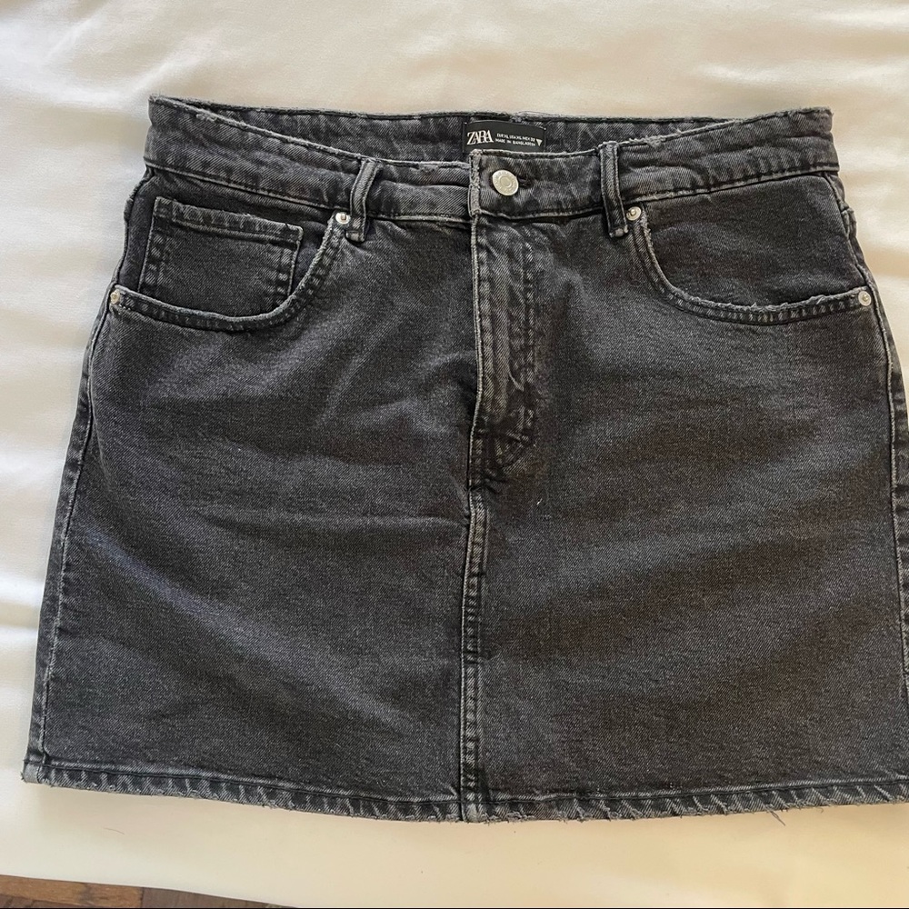 Zara Black Denim Mini Skirt
